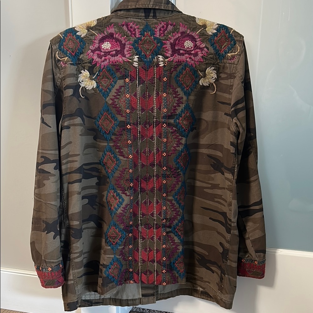 Johnny Was Embroidered Camo Utility Jacket - Picture 2 of 7